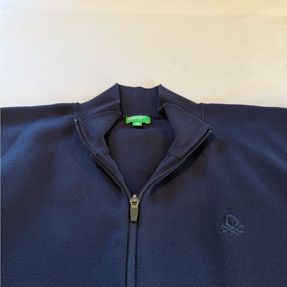 United Colors of Benetton Full Zip Jacket Blue Sweater Cardigan Men’s XXL - Picture 2 of 14